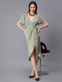 Indy Raaga - Drape Knee Length Dress with Belt (Set of 2)