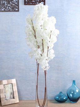 Fourwalls - Artificial Decorations Peach Blossom Flower Sticks for Decor (90 cm, Pack of 2, White)