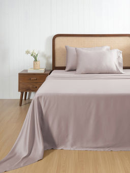 Maspar - Tencel Pink Solid 400 TC Bedsheet with 2 Pillow Covers (King)