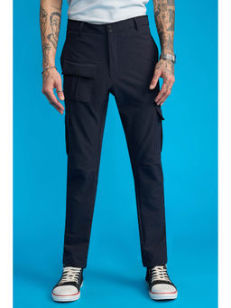 FREAKINS - Mens Navy Solid Slim Cargo