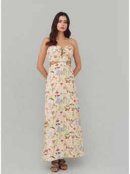 Twenty Dresses by Nykaa Fashion - Lace Up Detail Floral Printed Pure Cotton Midi Dress