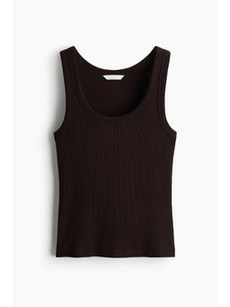 H&M - Women Brown Ribbed Vest Top