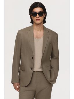 H&M - Men Green Slim Fit Linen Blazer