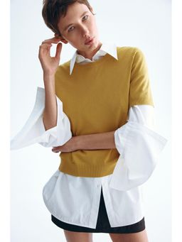 H&M - Women Mustard Fine-Knit T-Shirt