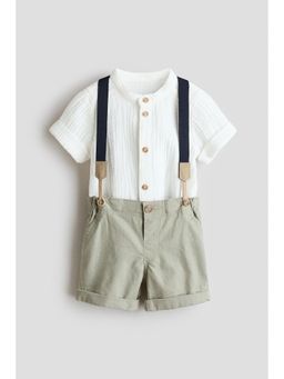 H&M - Boys White 2-Piece Set With Suspender
