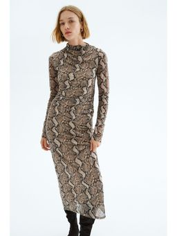 H&M - Women Beige Draped Jersey Dress