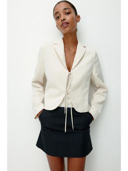 H&M - Women Beige Tie-Front Blazer