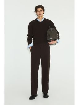 H&M - Men Brown Four-Way Stretch Wide Pull-On Trouser