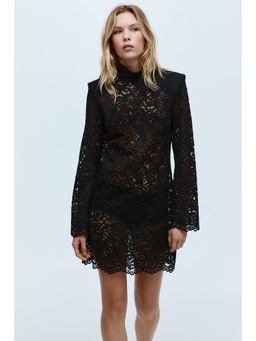 H&M - Women Black High Neck Lace Dress
