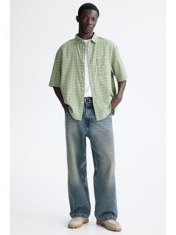 H&M - Men Green Relaxed Fit Cotton Flannel Shirt