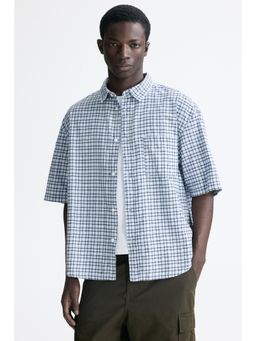 H&M - Men Blue Relaxed Fit Cotton Flannel Shirt