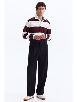 H&M - Men Blue Relaxed Fit Wool-Blend Tailored Trouser