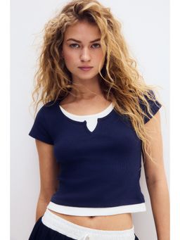 H&M - Women Navy Blue Layered T-Shirt