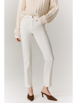 H&M - Women White Slim Straight High Ankle Jeans