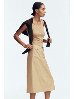 H&M - Women Beige Cotton Twill Skirt
