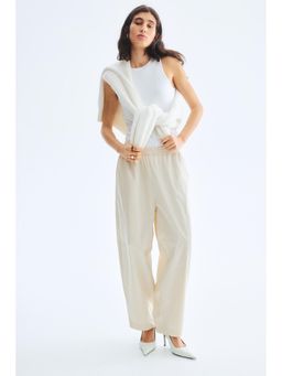 H&M - Women Beige Ankle-Length Pull-On Trouser