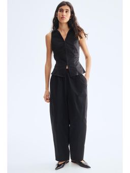 H&M - Women Black Ankle-Length Pull-On Trouser