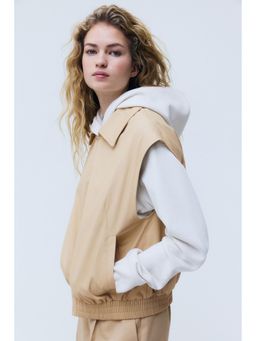 H&M - Women Beige Collared Cotton Gilet