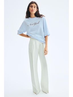 H&M - Women Blue Oversized Cotton T-Shirt