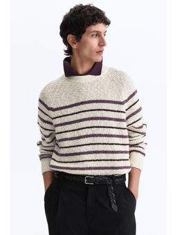 H&M - Men White Relaxed Fit Rib-Knit Jumper