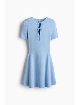 H&M - Women Blue Rib-Knit Mini Dress