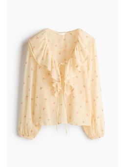H&M - Women Yellow Crinkled Chiffon Top