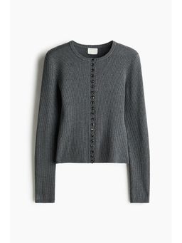 H&M - Women Grey Ribbed Cardigan