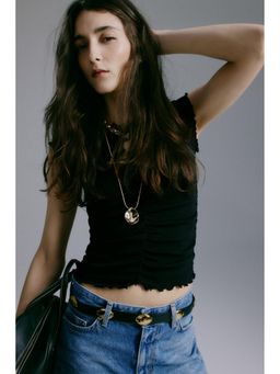 H&M - Women Black Draped Cotton Top