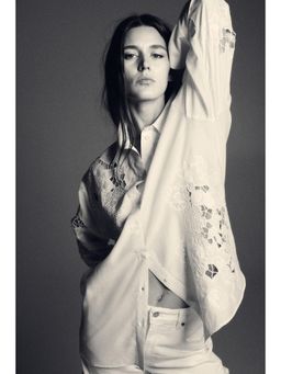 H&M - Women Cream Broderie Anglaise Shirt