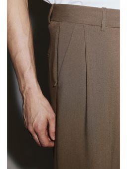 H&M - Men Brown Four-Way Stretch Wide Tailored Trouser