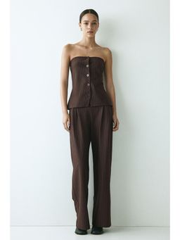 H&M - Women Brown Tailored Jersey Trouser