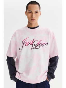 H&M - Men Pink Oversized Fit Heat Reactive Printed T-Shirt
