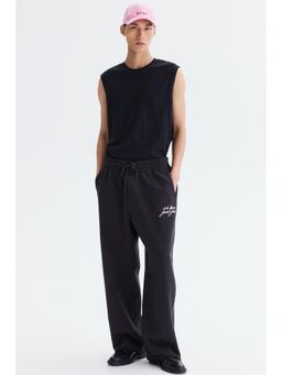 H&M - Men Black Relaxed Fit Cotton Trackpant