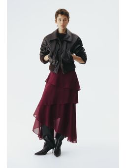 H&M - Women Purple Tiered Chiffon Skirt