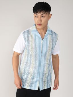 Campus Sutra - Fish Eye Casual Shirt White & Blue