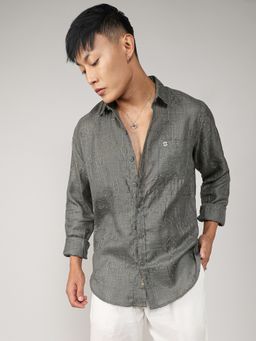 Campus Sutra - Embroidered One-Lined Casual Shirt - Green
