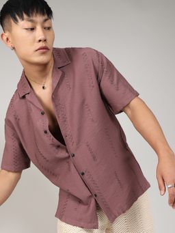Campus Sutra - Embroidered Twist Casual Shirt - Mocha Brown