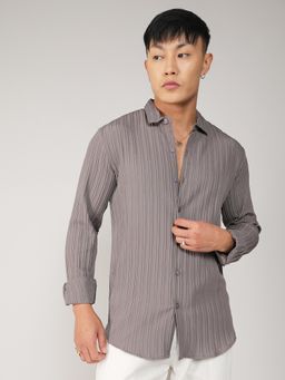 Campus Sutra - Self-Design Casual Shirt - Grey