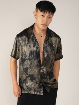 Campus Sutra - Metallic Ombre Casual Shirt - Black