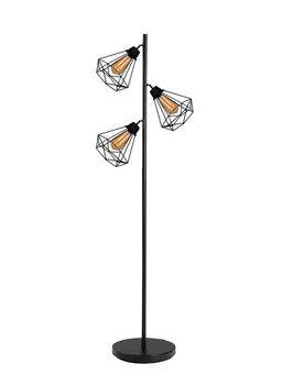 Homesake - 3Hanging Tree Floor Lamp Diamond Cage Shades-Black