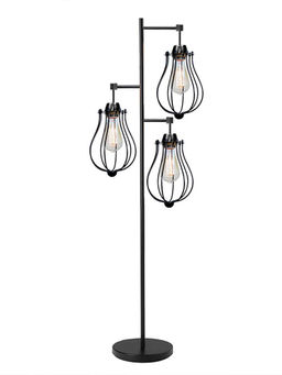 Homesake - 3Hanging Tree Floor Lamp Oval Cage Shades-Black