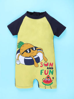 KiddoPanti - Knitted Pineapple & Watermelon Printed One Piece Swimsuit