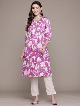 Readiprint - A Line Cotton Fabric Purple Color Kurta with Bottom (Set of 2)