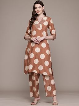 Readiprint - Silk Fabric Brown Color Kurta with Bottom (Set of 2)