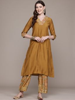Readiprint - A Line Viscose Fabric Mustard Color Kurta with Bottom (Set of 2)