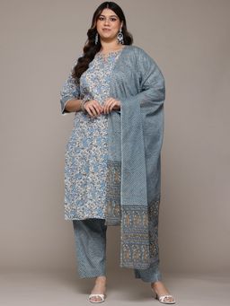 Readiprint - Cotton Fabric Multi Color Kurta with Bottom and Dupatta (Set of 3)