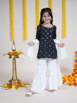 KiddoPanti - Girls Ethnic Kurta and Sharara with Dupatta (Set of 3)