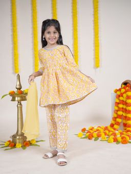 KiddoPanti - Girls Kurta and Sharara Pant with Dupatta (Set of 3)