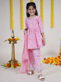 KiddoPanti - Girls Kurta and Sharara Pant with Dupatta (Set of 3)