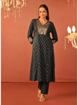 Lakshita - Blue Embroidered Chanderi Jacquard Co-Ord (Set of 2)